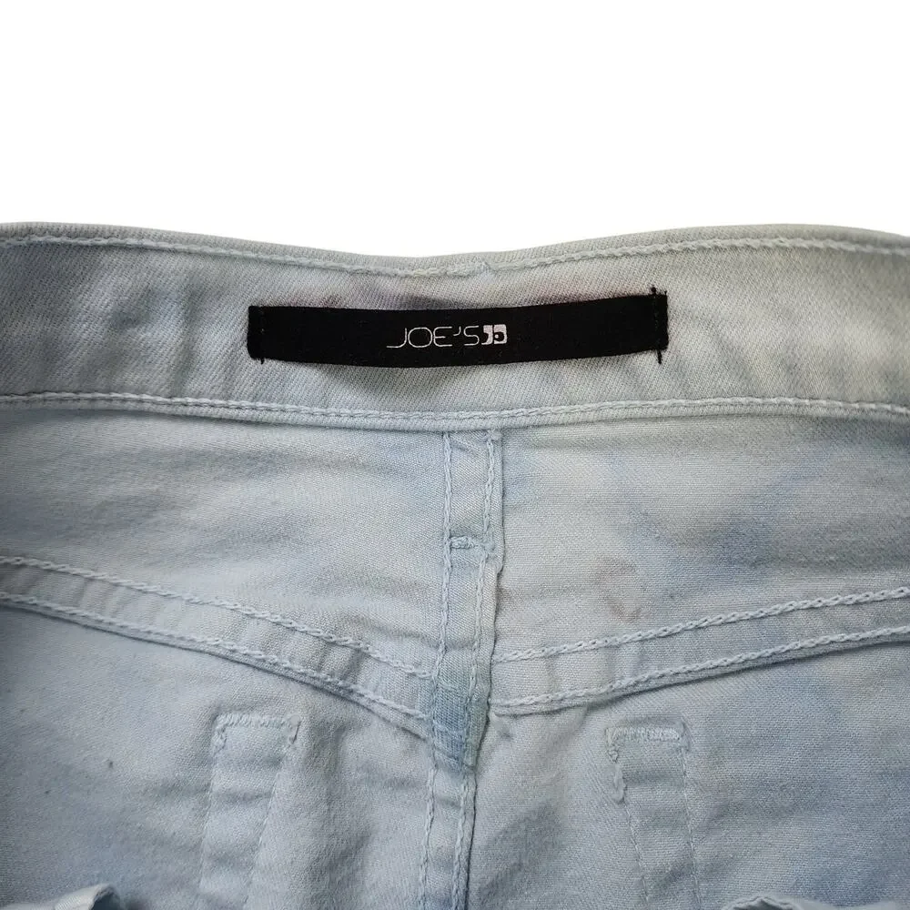 Joes Jeans Womens Micro Mini Denim Skirt Size 28‎ Cloud Blue Tie Dye Fringe Hem